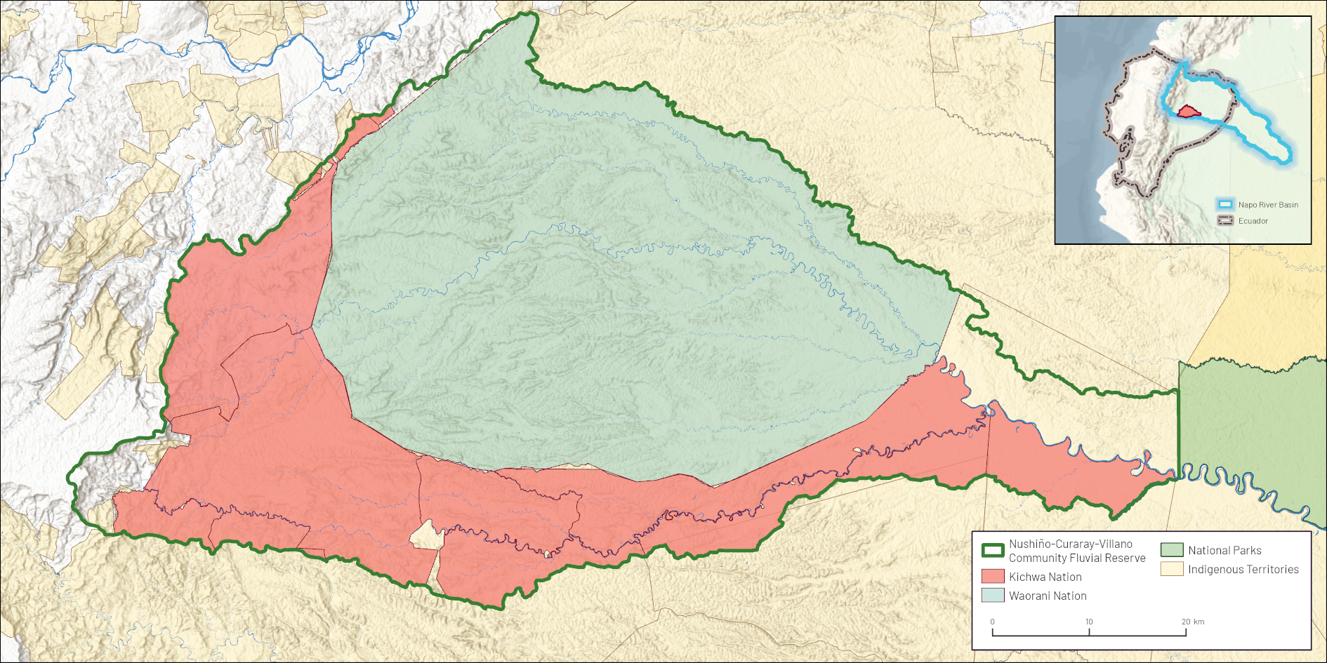 Map of Ecuador's fluvial reserve.